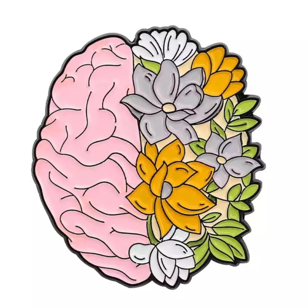 Floral Brain Enamel Pin Neuro Anatomy Psych Medical Student Gift Nurse Brooch